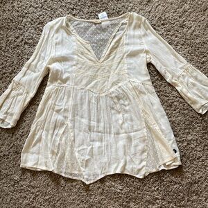 Hollister White Flowy Blouse